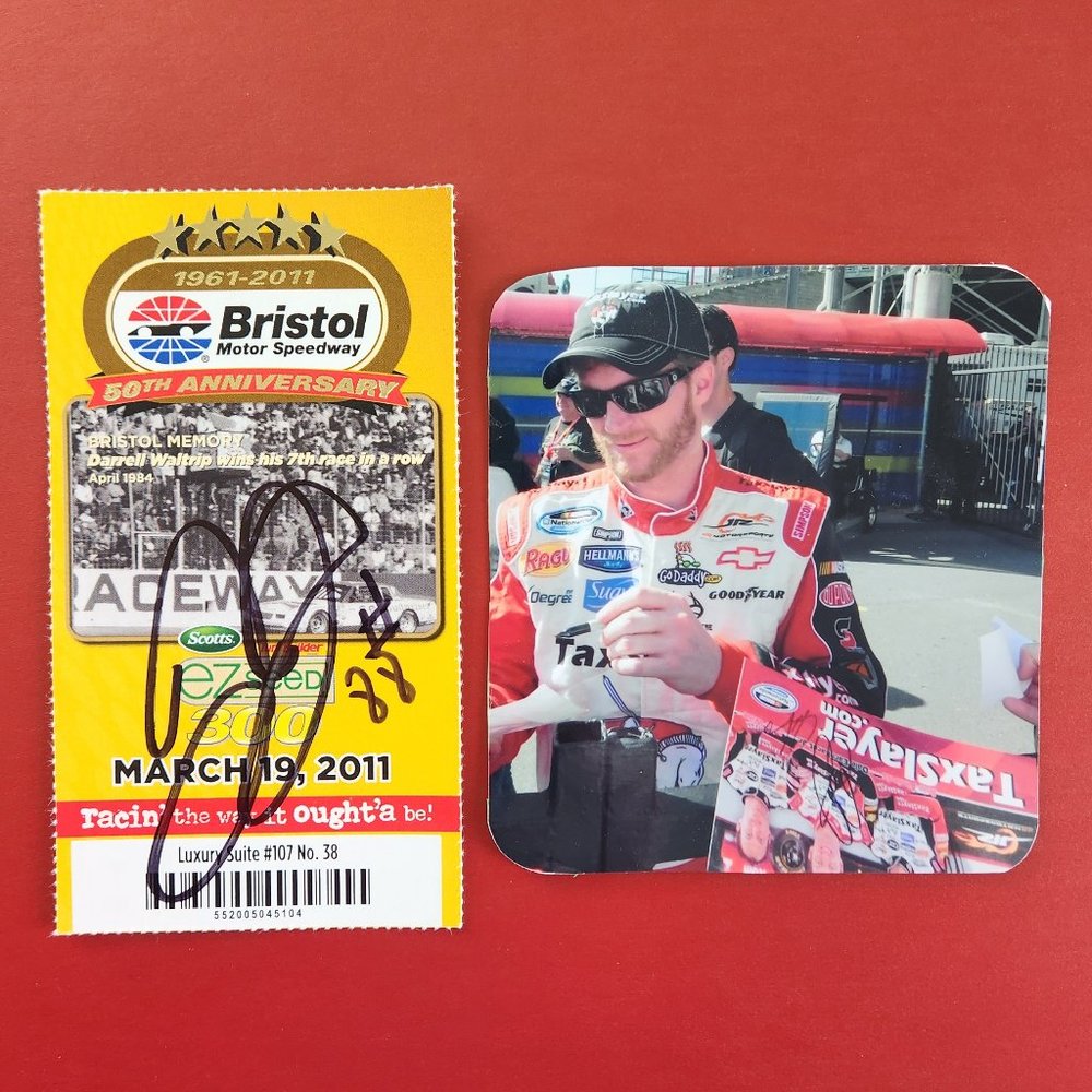 DALE EARNHARDT JR #88 SIGNATURE ON BRISTOL TICKET STUB, NASCAR